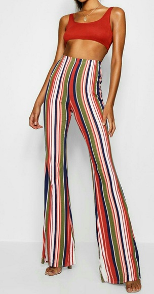 striped flare leggings